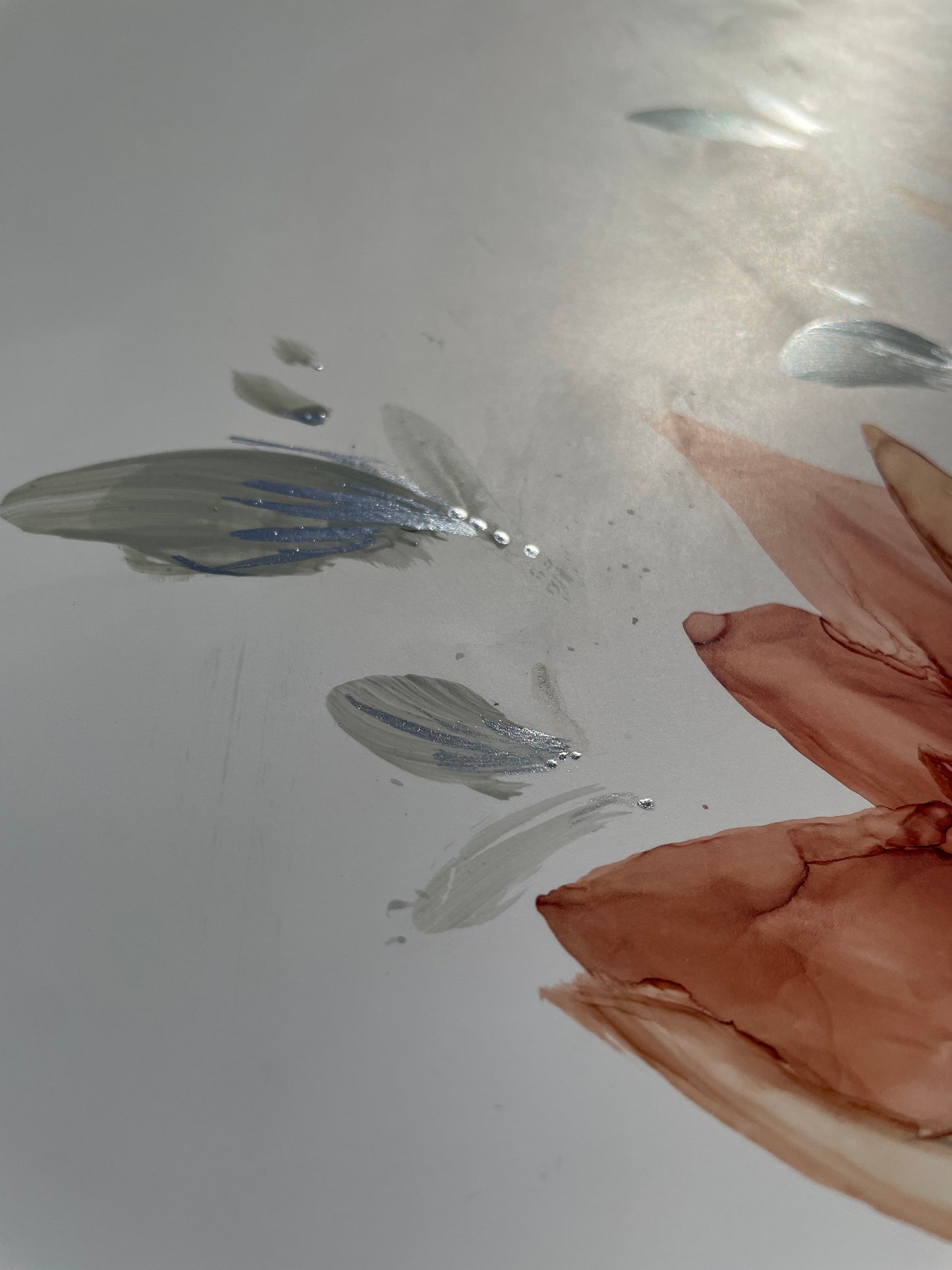 Standing Proud - Original abstract floral artwork with ethereal ochre flowers.