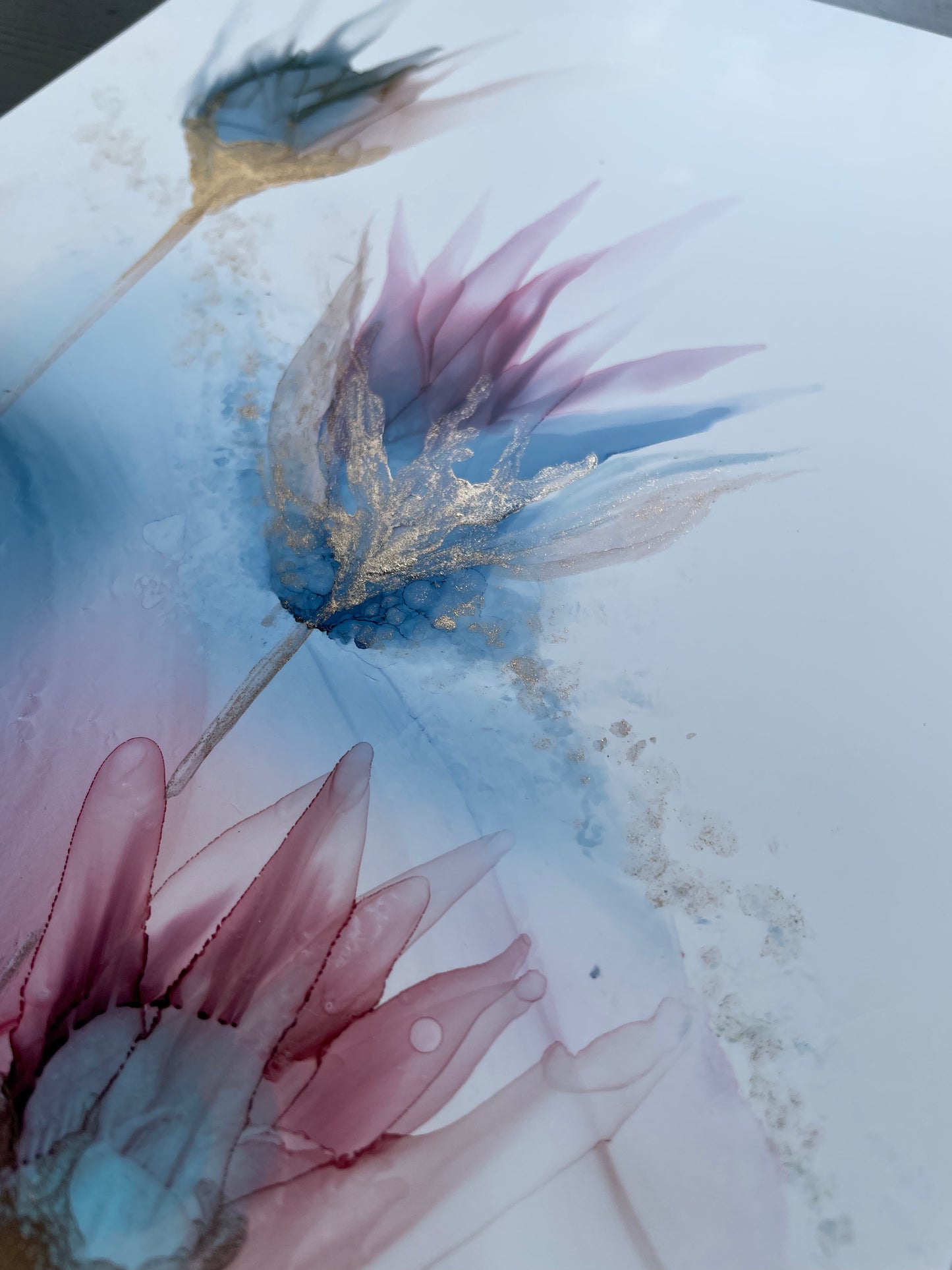Just breathe - pink and blue floral art