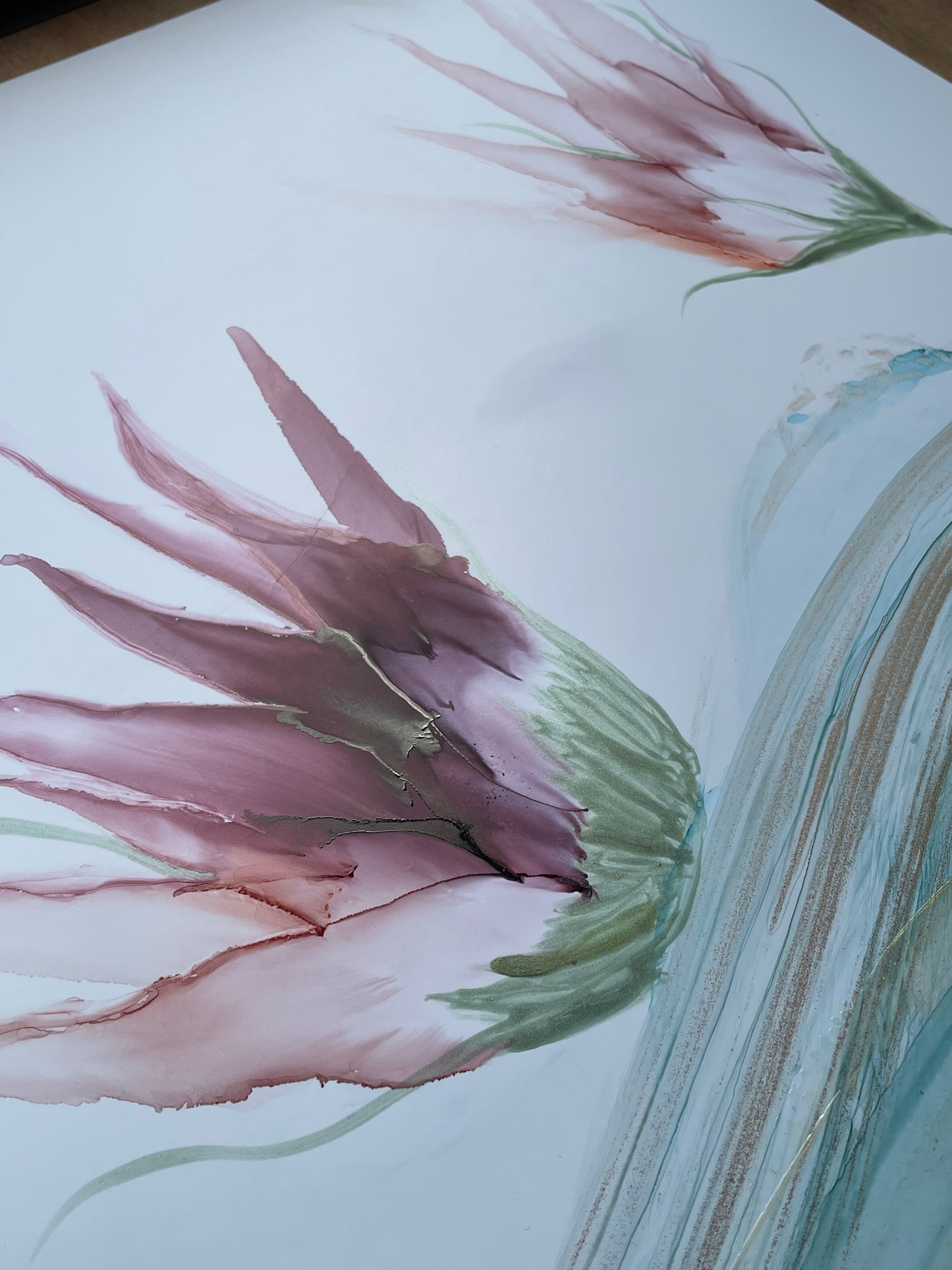 Ethereal Waves | Ocean inspired alcohol ink and acrylic painting.