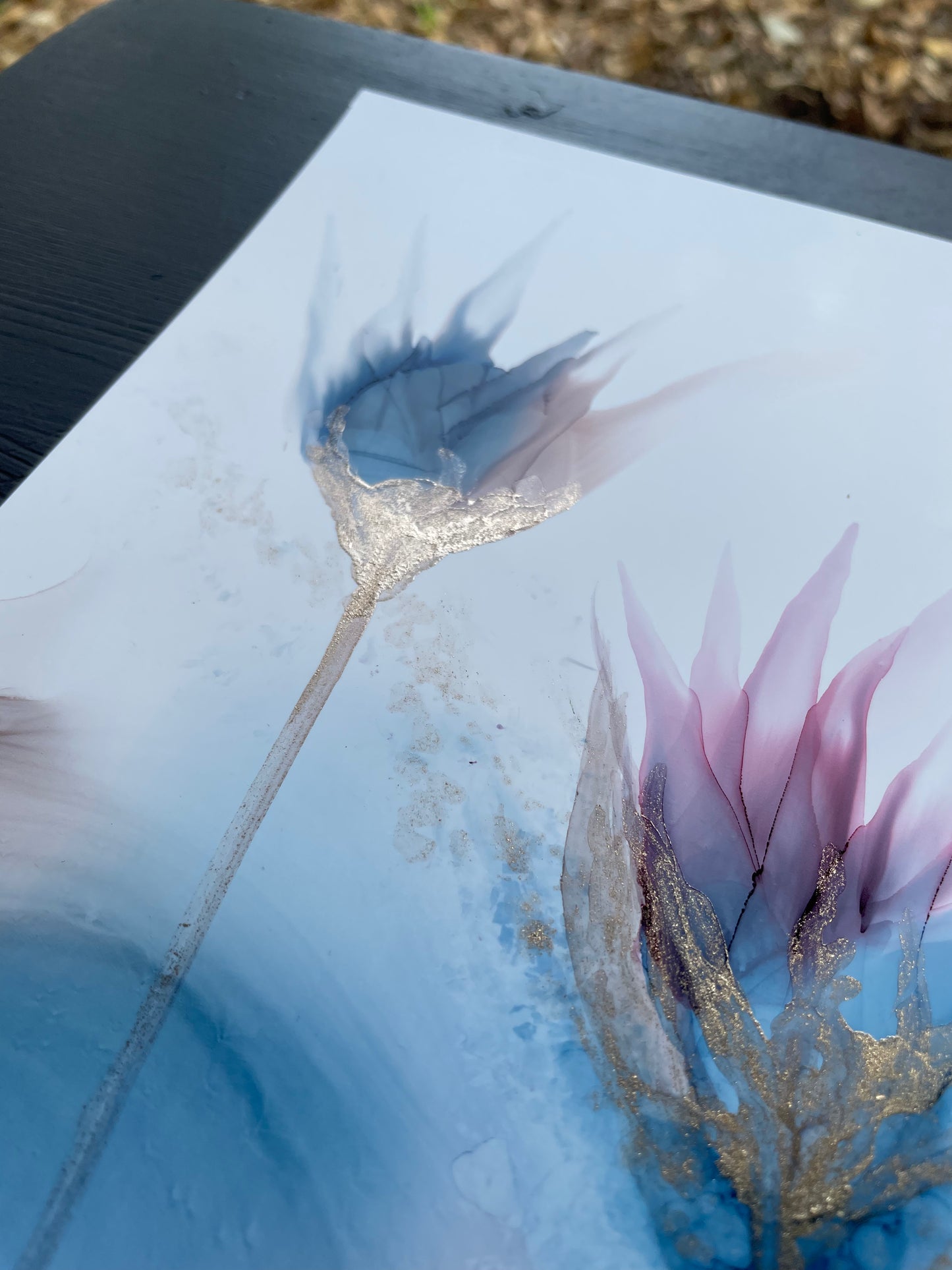 Just breathe - pink and blue floral art