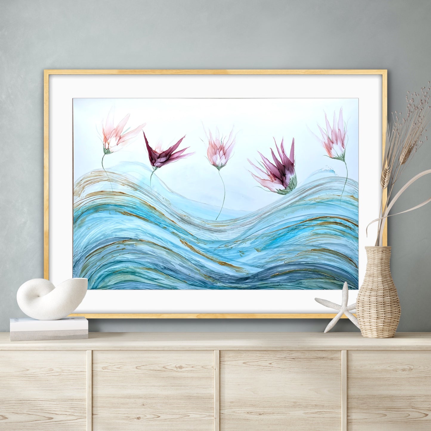 Ethereal Waves | Ocean inspired alcohol ink and acrylic painting.