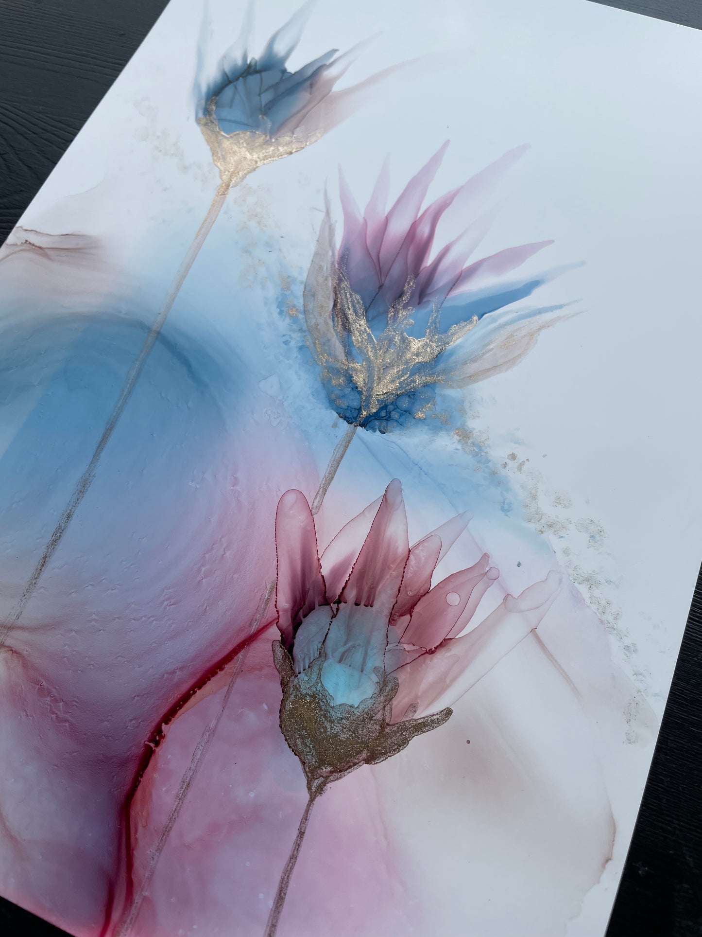 Just breathe - pink and blue floral art