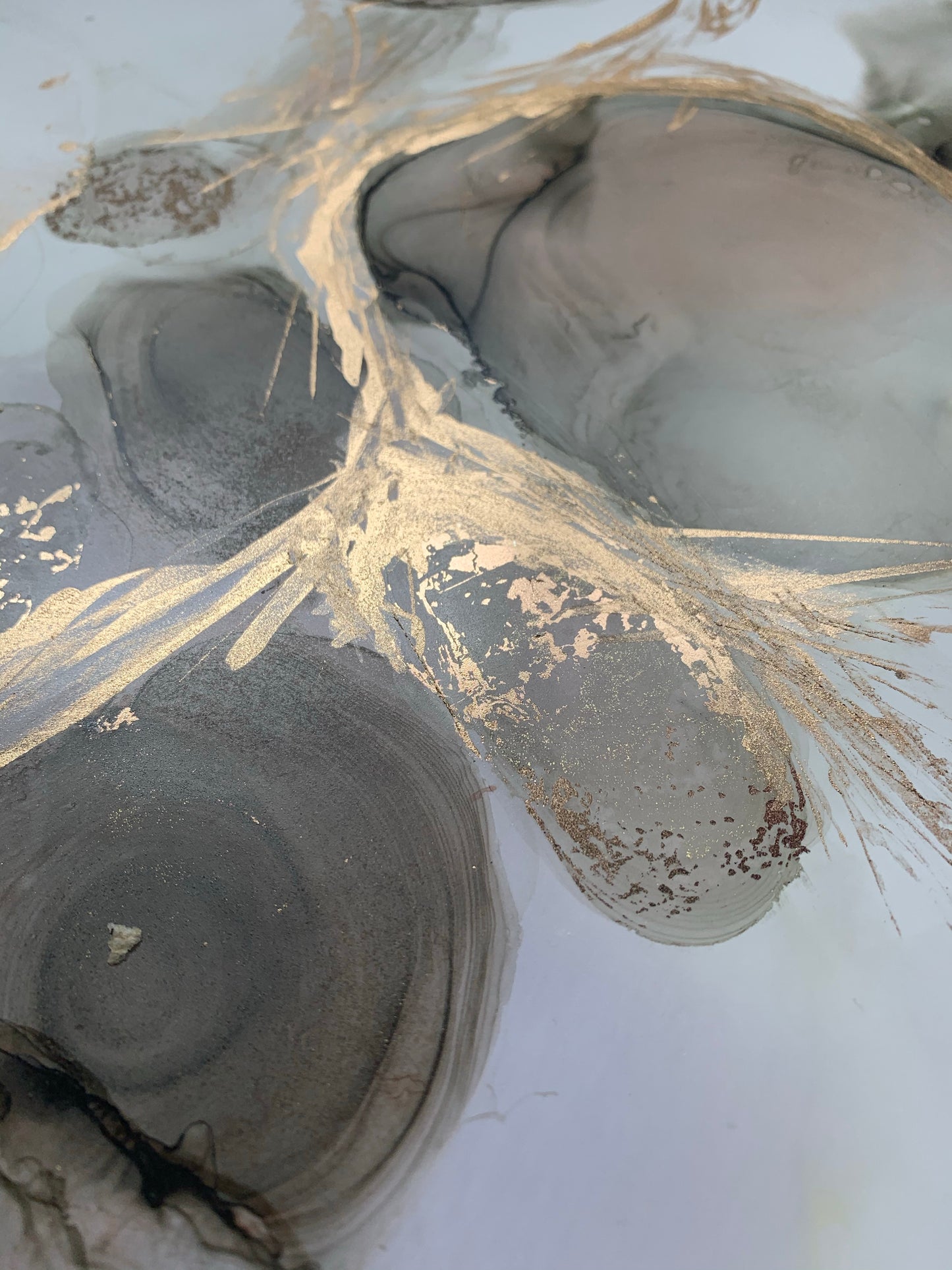 Mother Goddess - Original abstract painting in grey and gold.