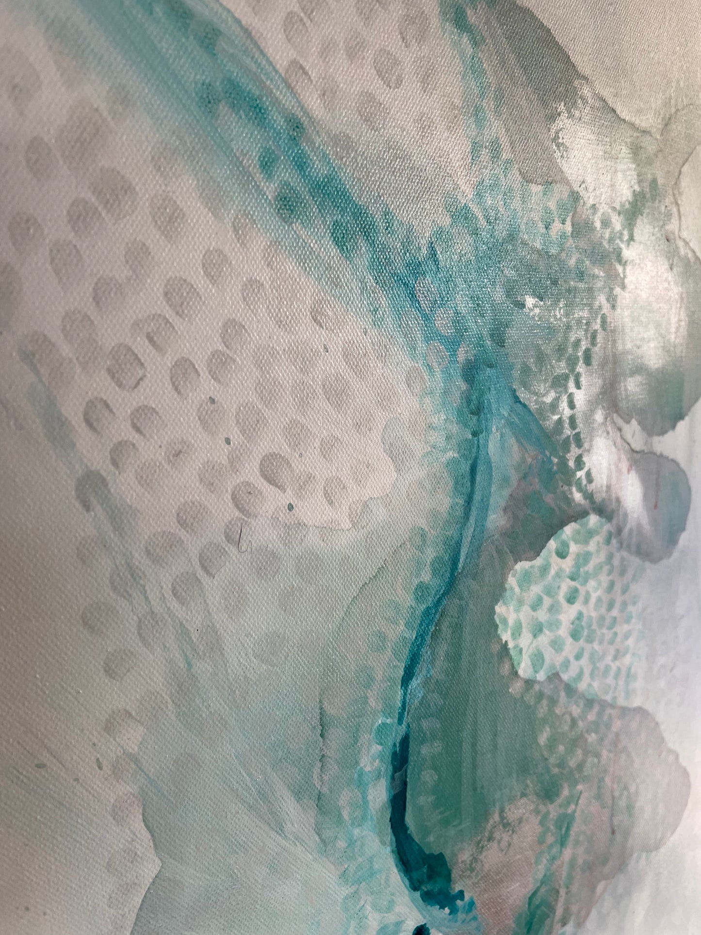 Winter Solstice - Original abstract painting in turquoise, blue and silver.