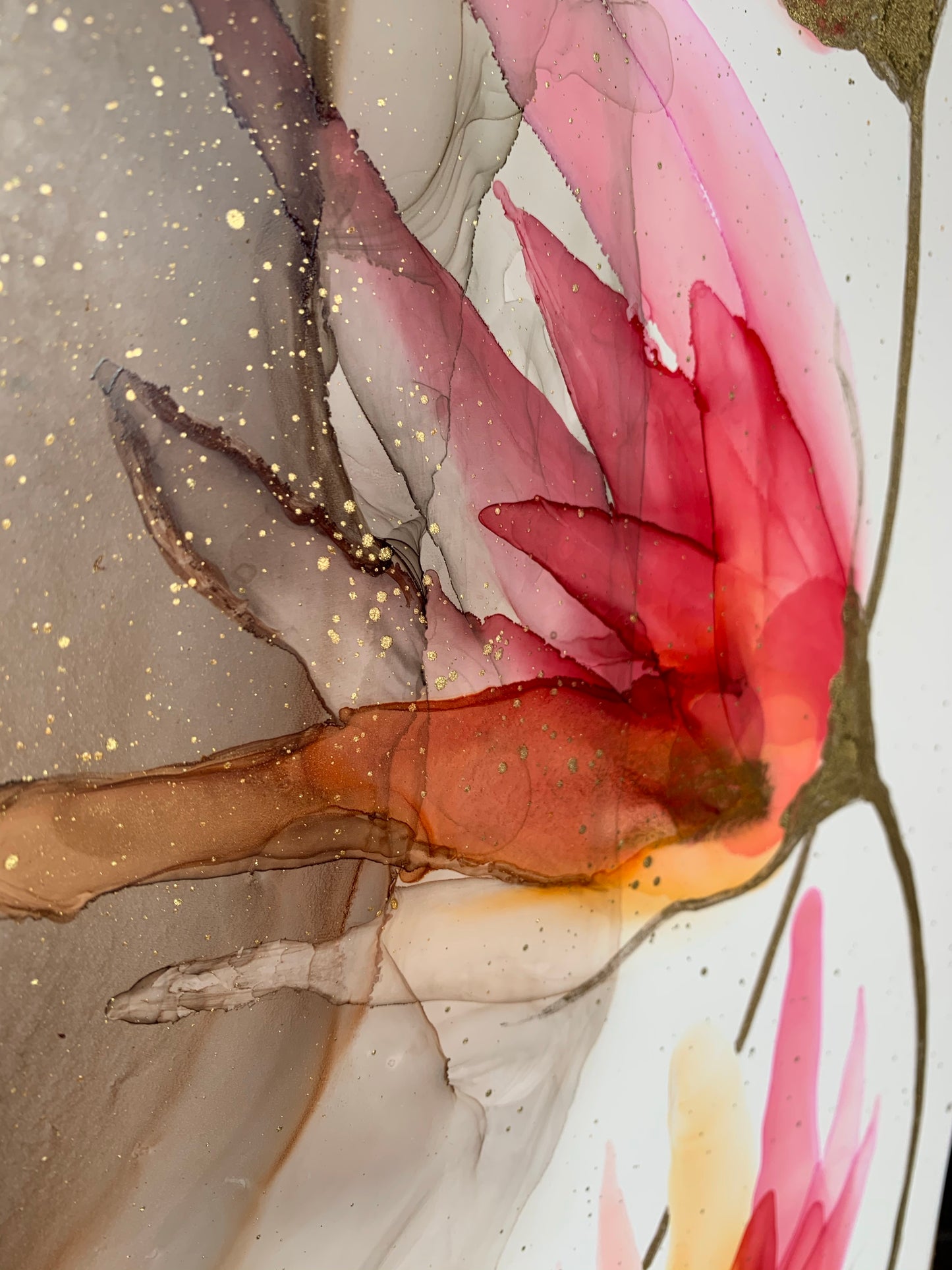 Rain Dance - Original abstract art with red flowers