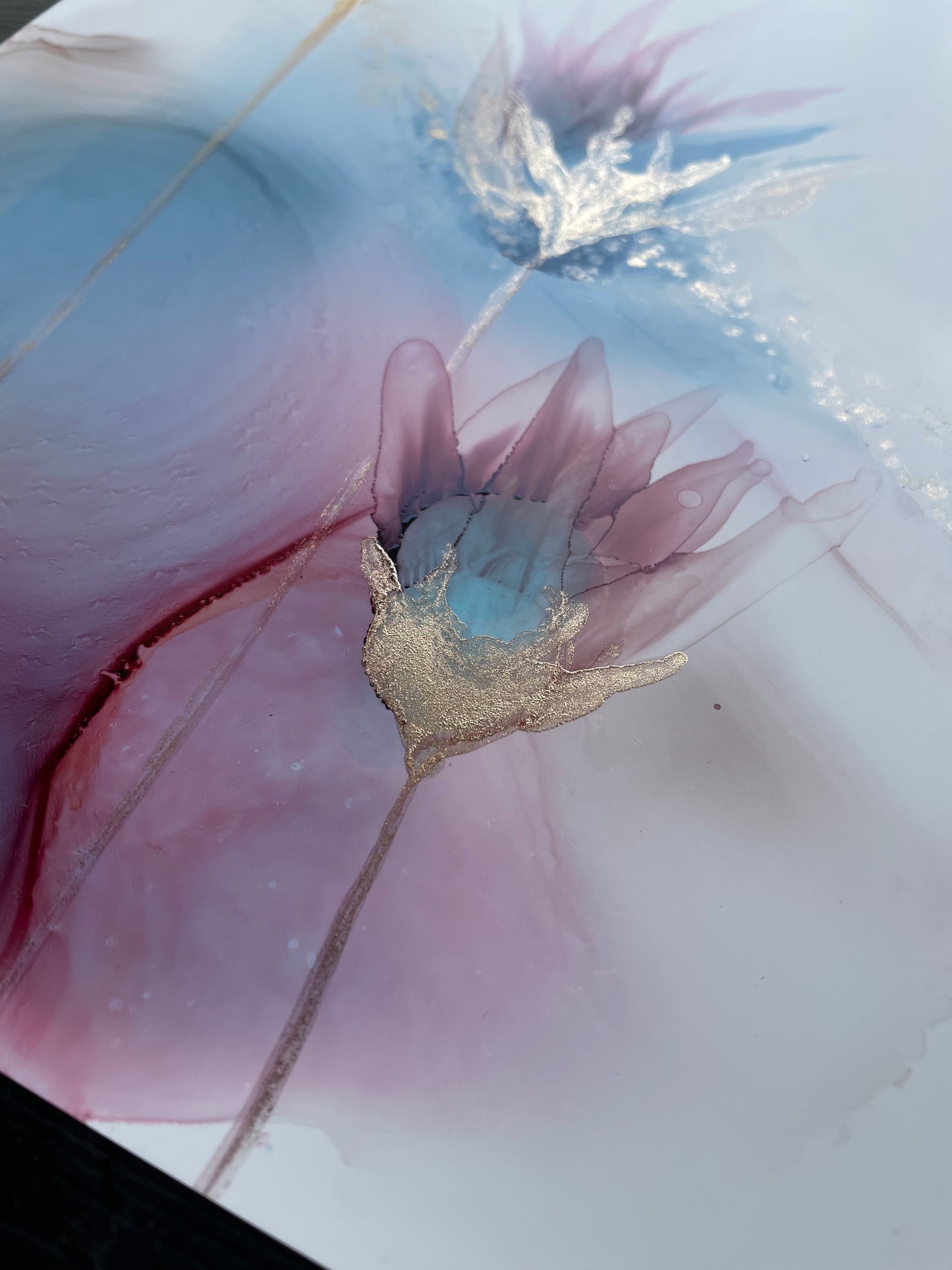 Just breathe - pink and blue floral art