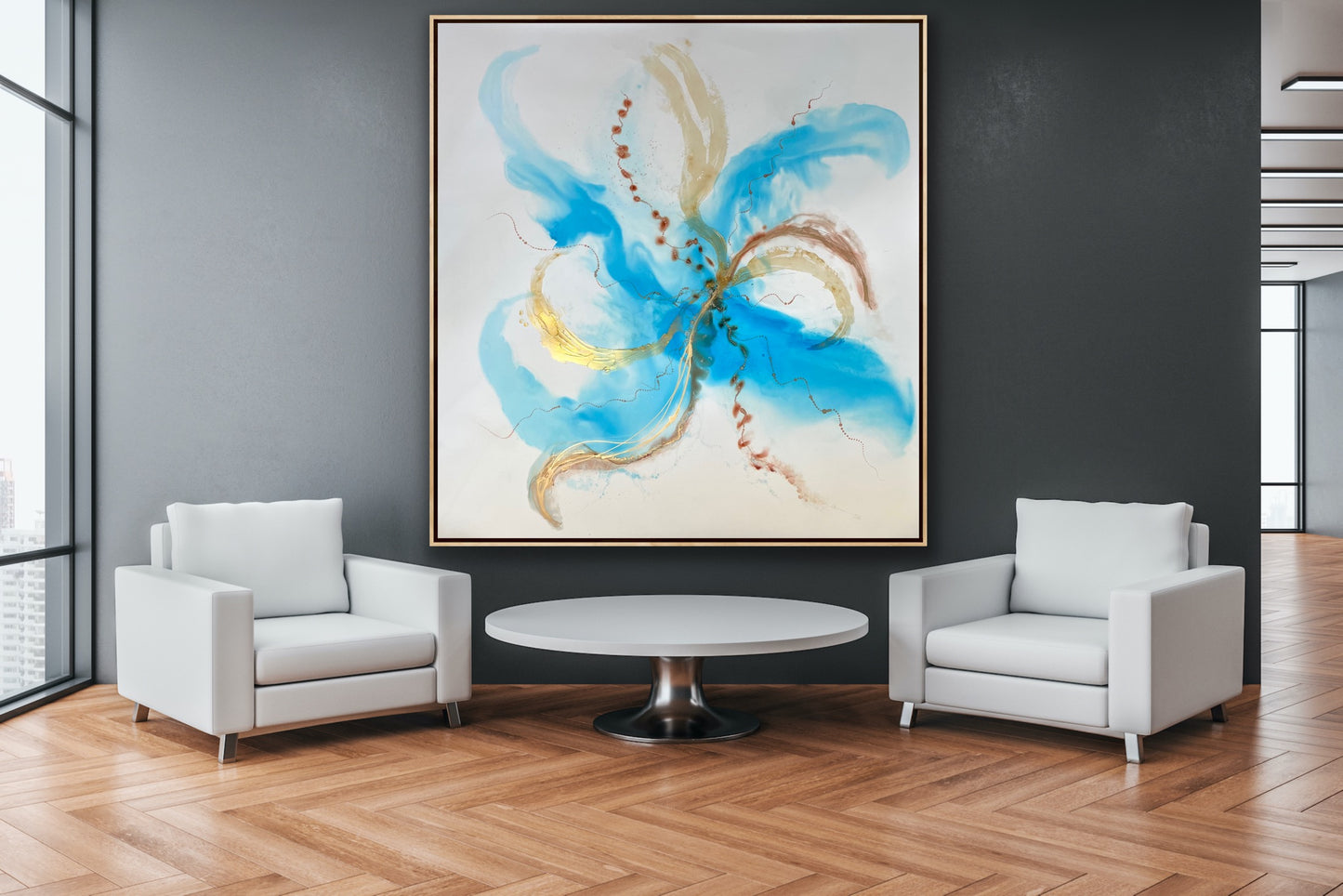 Neptune’s Necklace. Large original abstract painting. Ocean inspired art.