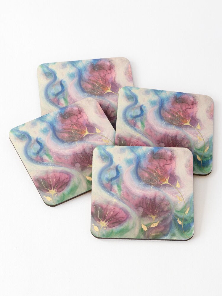 Drink coasters Ethernal Flow. Coasters with art print. Home decor and gifts,