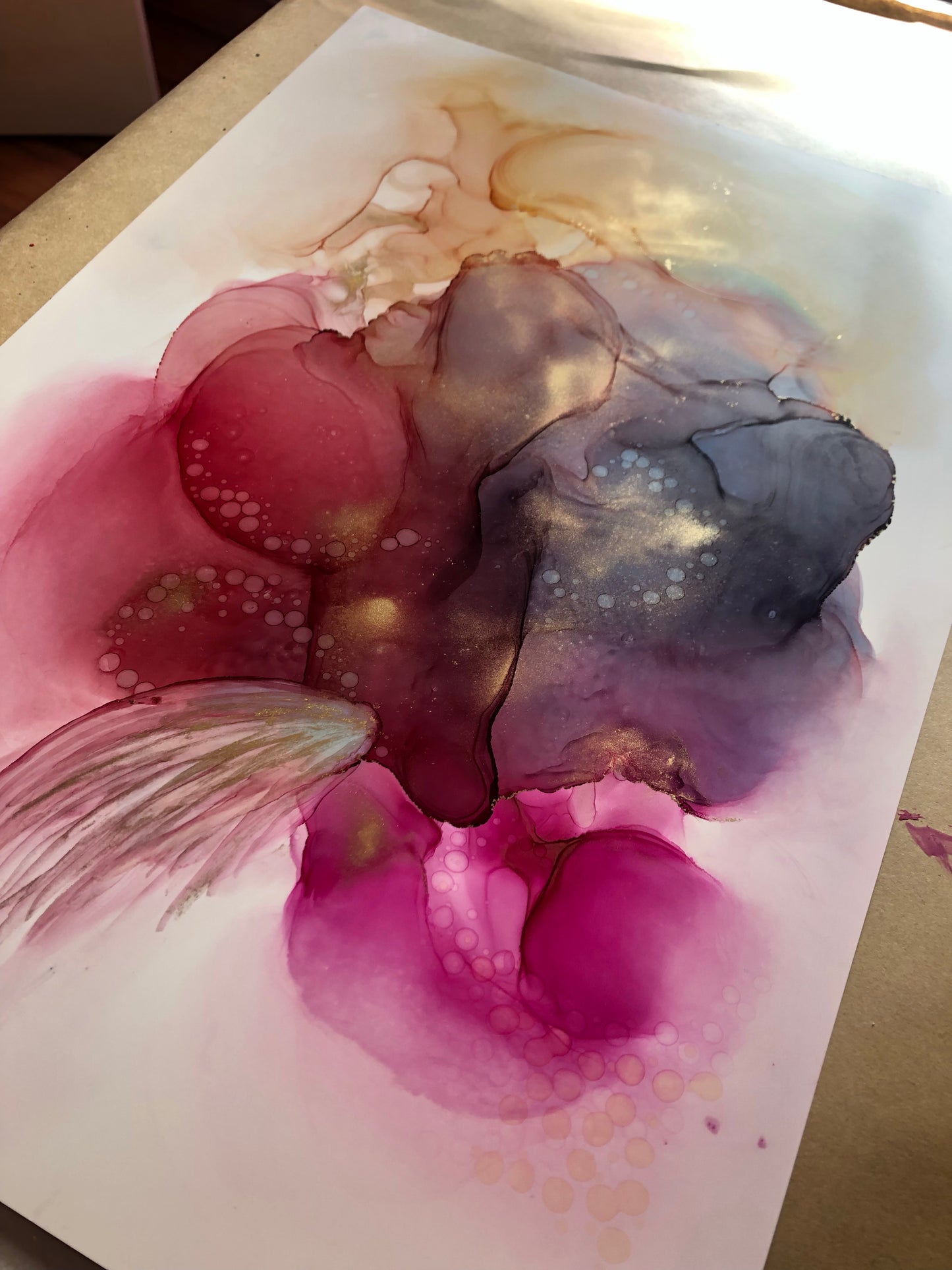 Abstract alcohol ink painting 'Joyous' - Aesthetic Alchemy Art