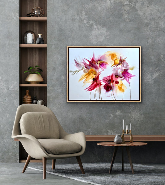 Floral Galaxy - Original abstract artwork with bright colourful flowers.