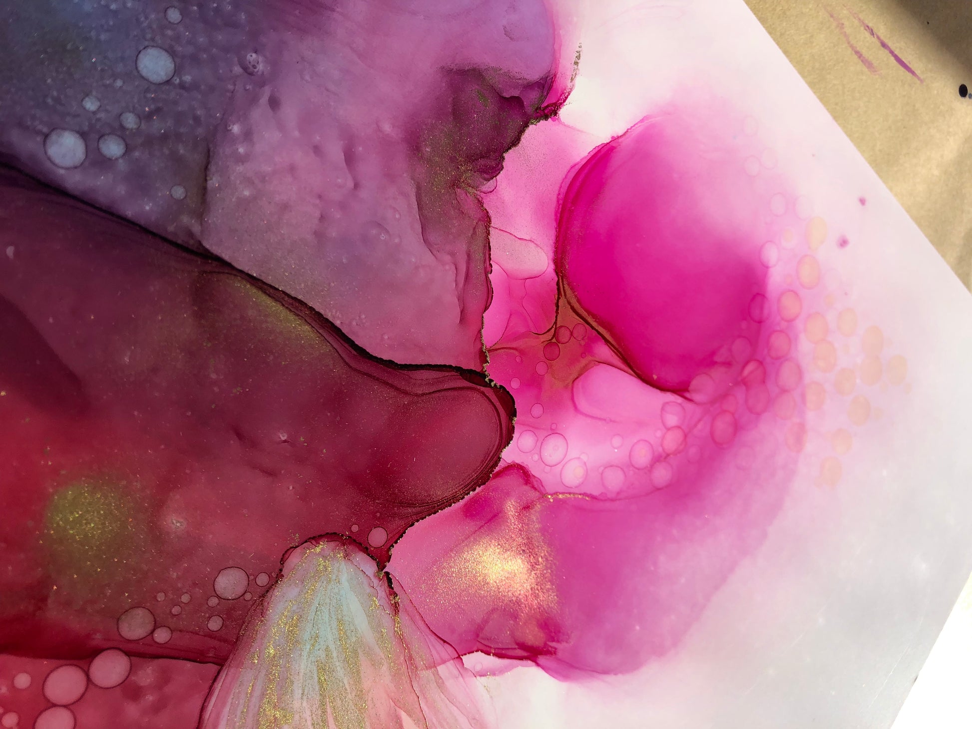 Abstract alcohol ink painting 'Joyous' - Aesthetic Alchemy Art