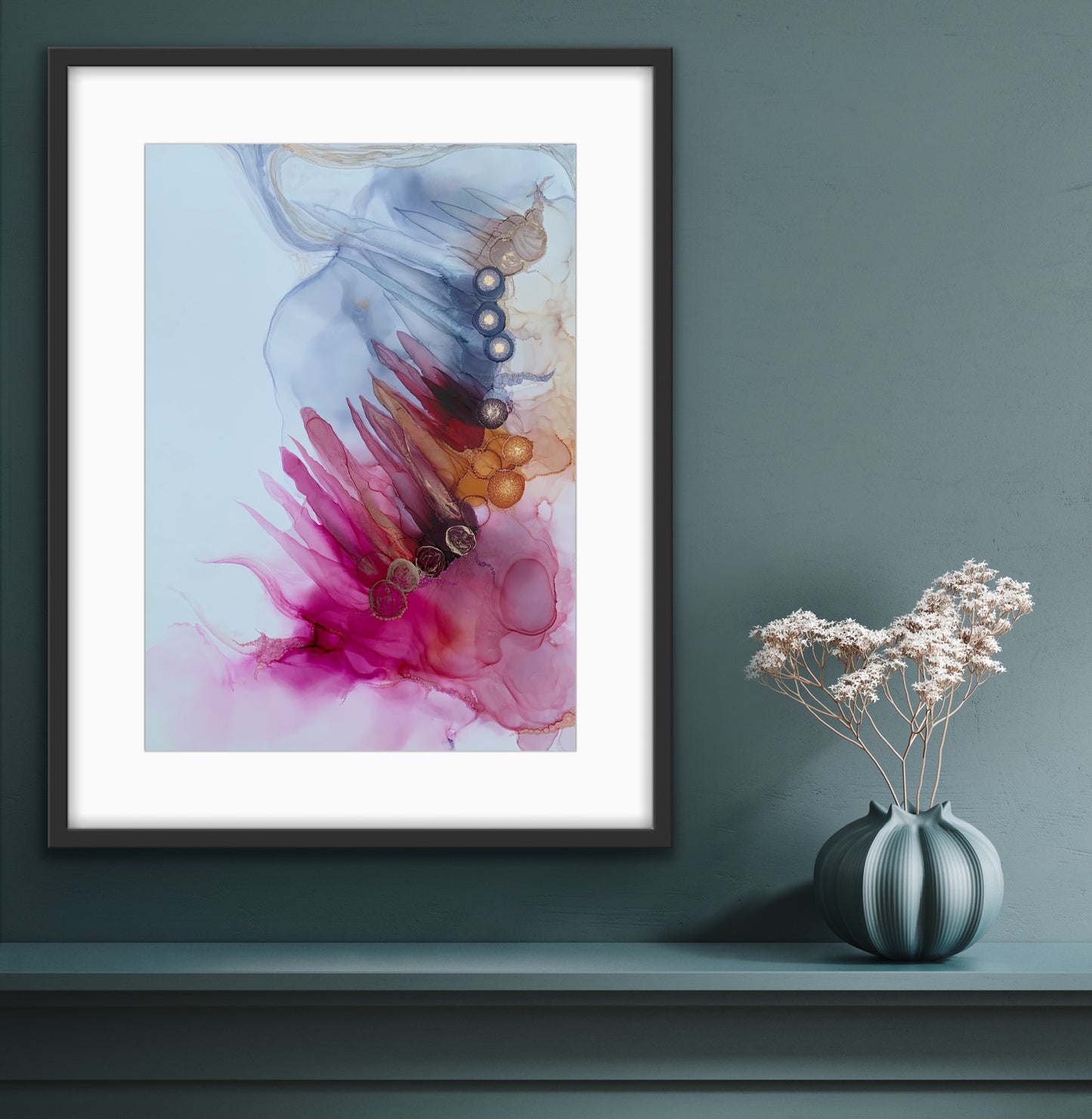 In Dreams - Original abstract artwork in pink, purple and gold.