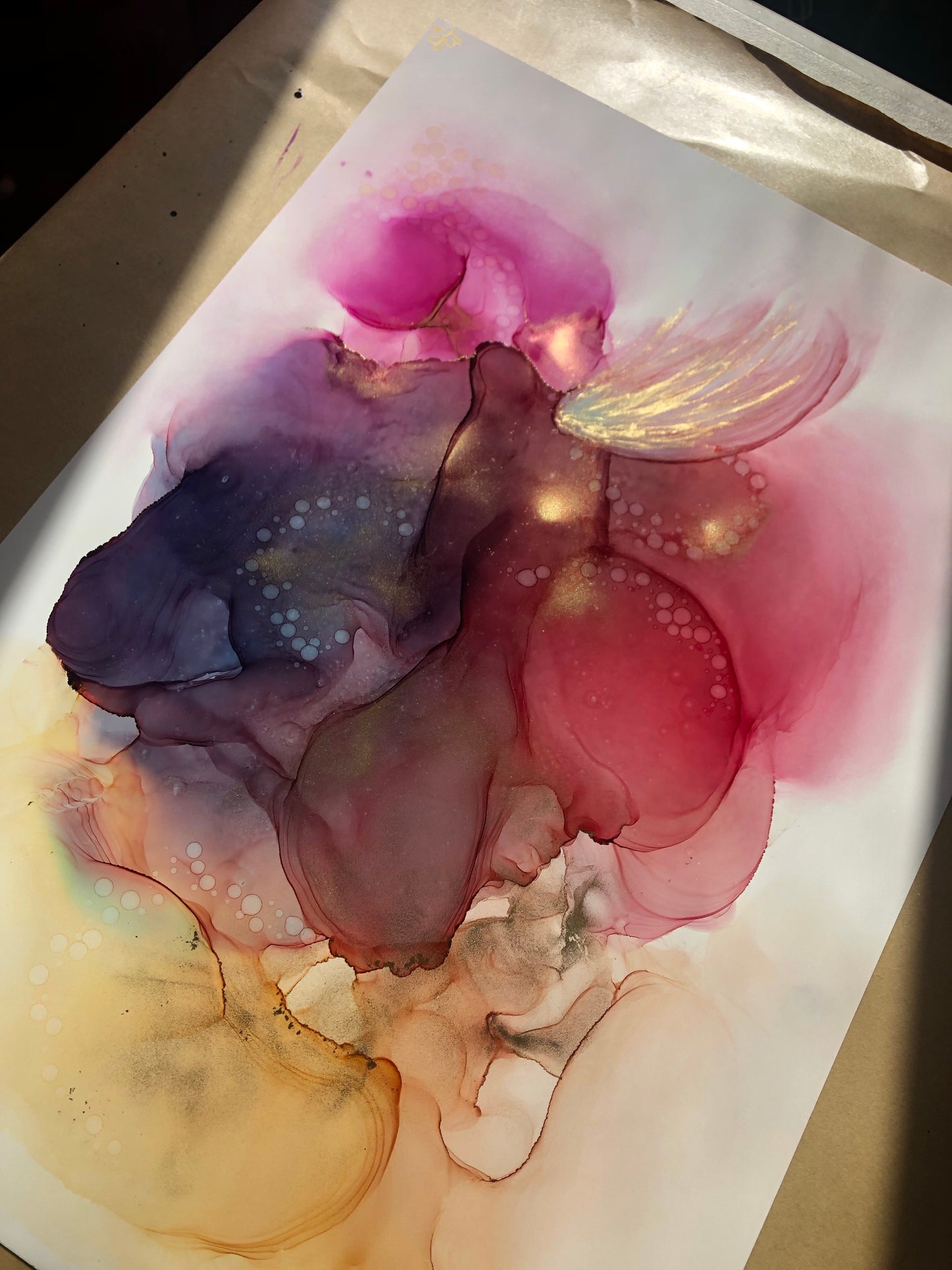 Abstract alcohol ink painting 'Joyous' - Aesthetic Alchemy Art